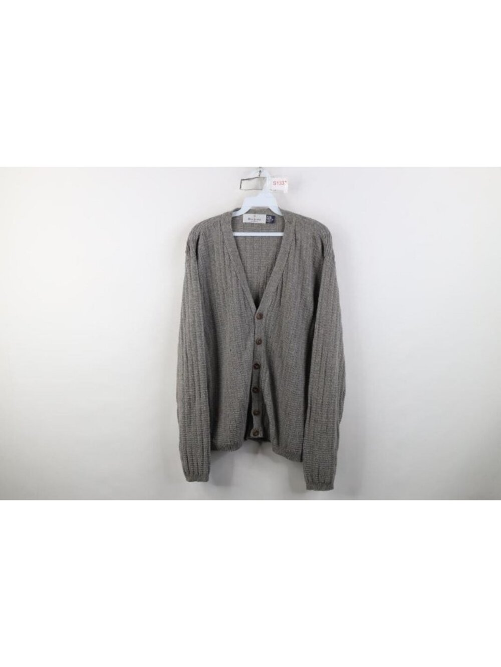Vintage 90s Streetwear Mens Medium Hand Framed Ribbed Knit Cardigan Sweater USA